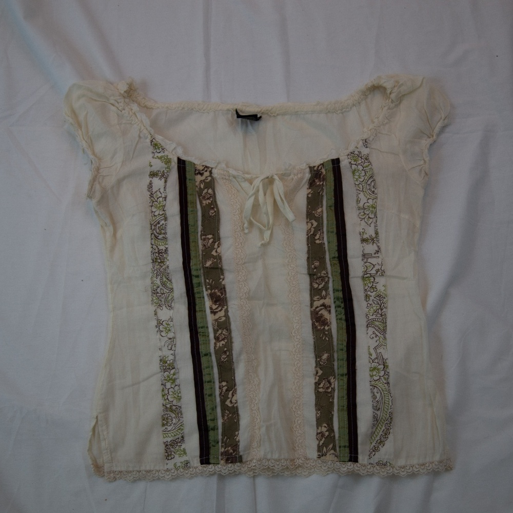 Fang off-white Peasant Blouse